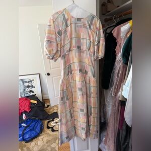 Aje Multicolor Geometric Long Sleeve Dress